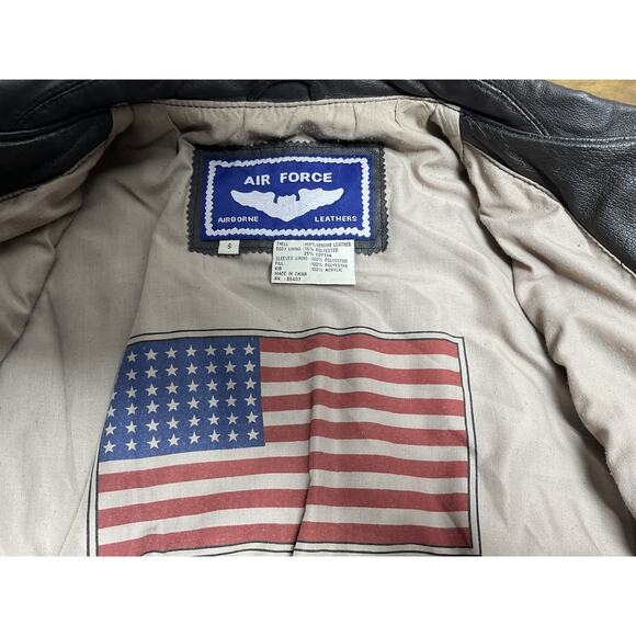 Airforce Airborne Leather Jacket Mens Small Brown Flight Aviator Bomber - Picture 11 of 13